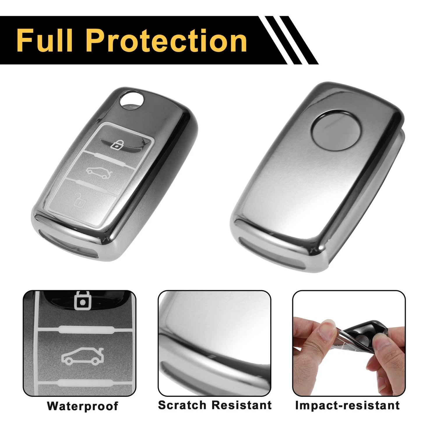 Gradient Black TPU Car Key Case for VW Up (2011–2023)
