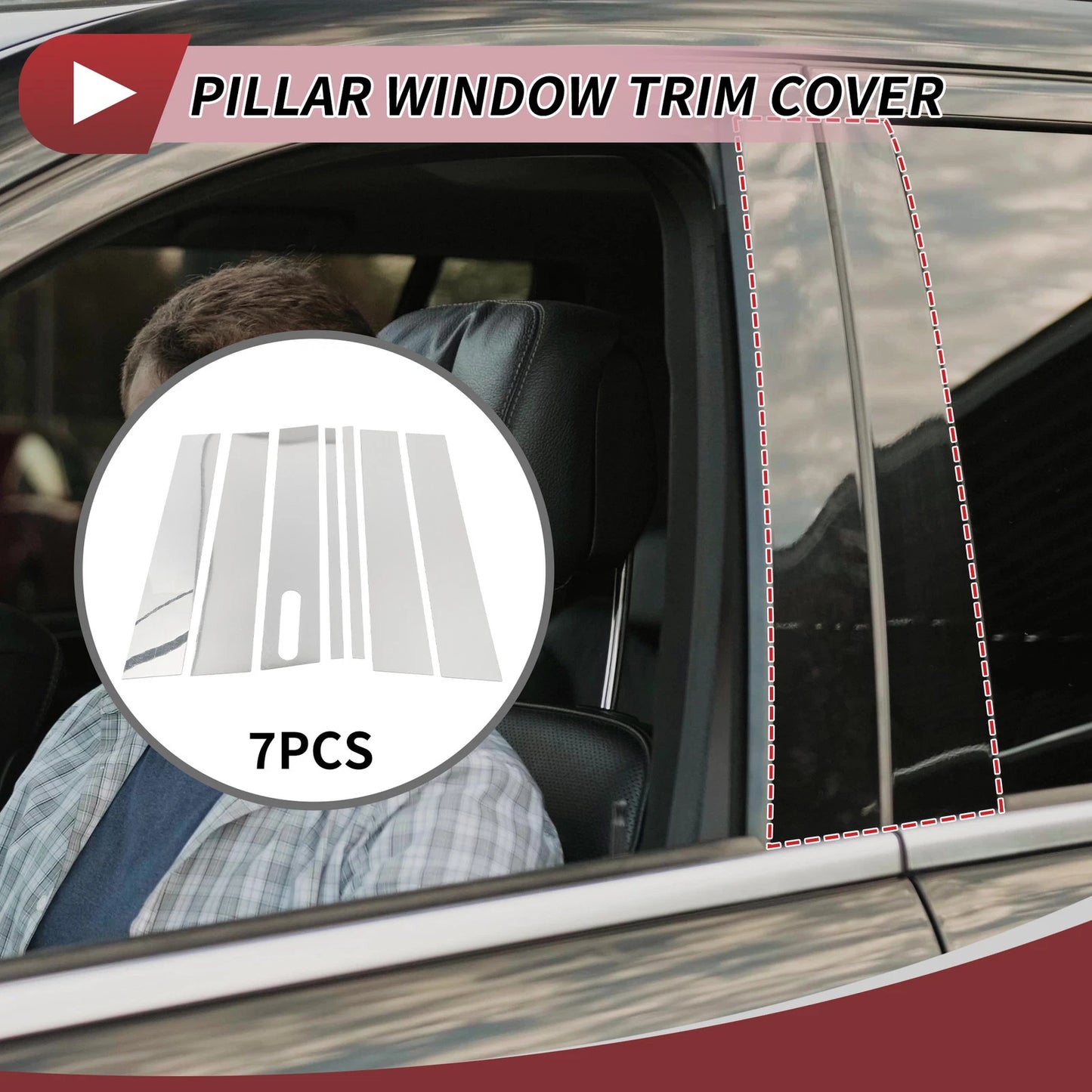 7pcs Door Pillar Window Trim for Ford Explorer Sport Trac (2001–2005) Chrome