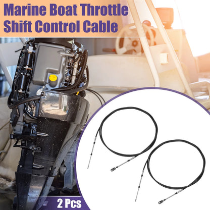 2 Pcs Throttle Shift Control Cable for Marine Boat (13FT, 400cm)