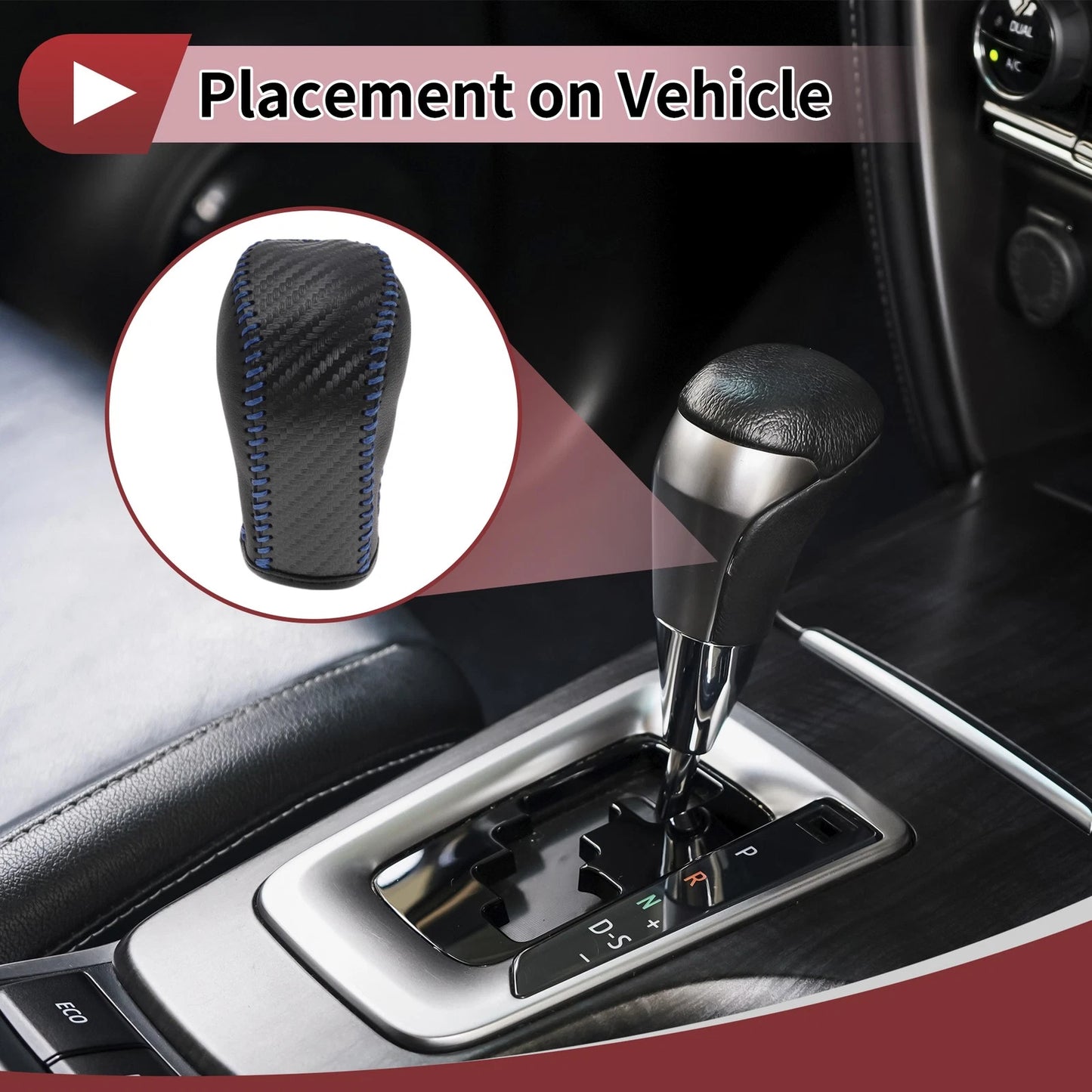 1 Pcs Gear Shift Knob Cover for Hyundai Tucson (2015–2018) Black Faux Leather