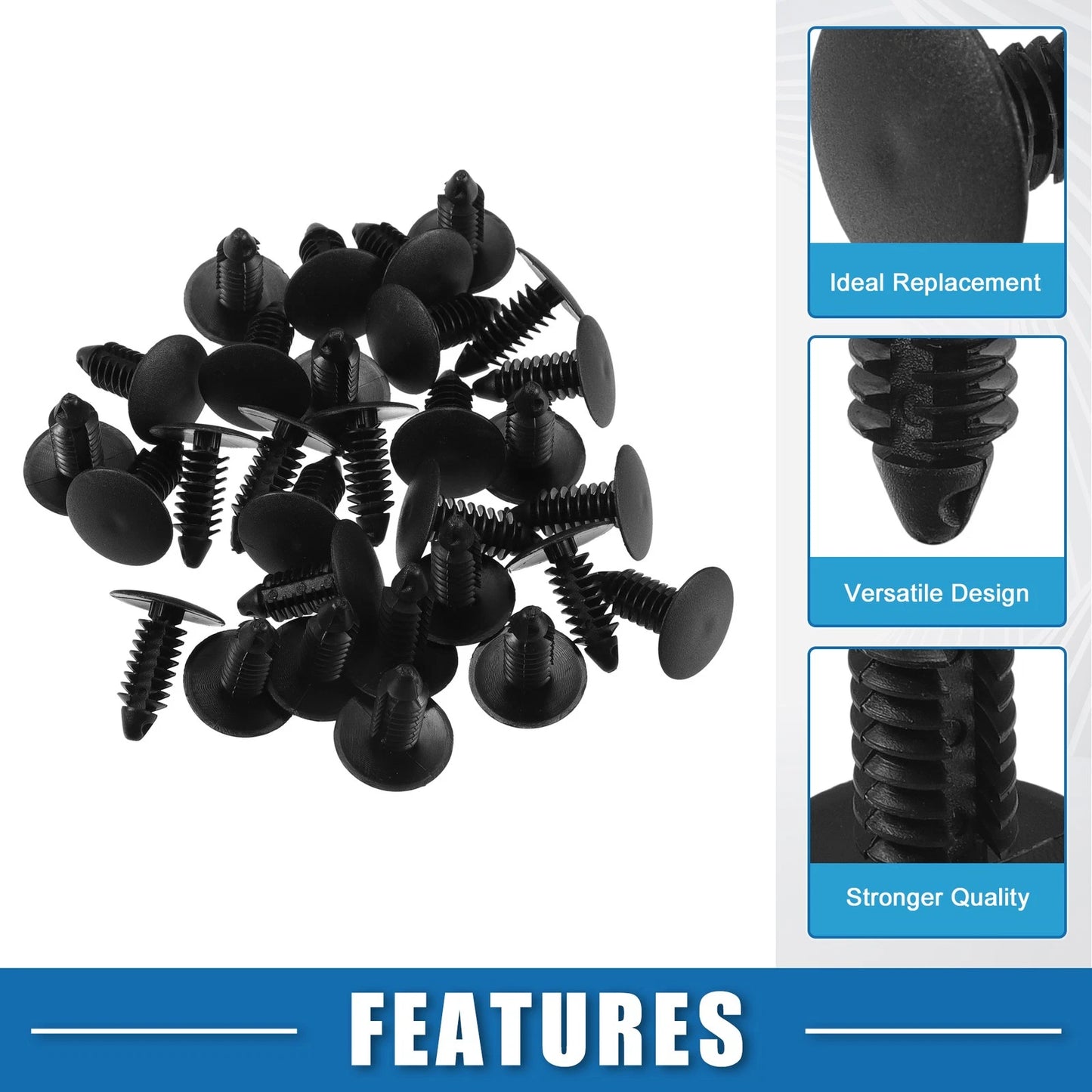 30Pcs Bumper Clips No. 6030441 for Jeep Ram  Plastic Black