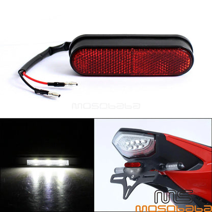 12V Custom Motorcycle LED Rear Tail License Plate Light w/ Red Reflector
