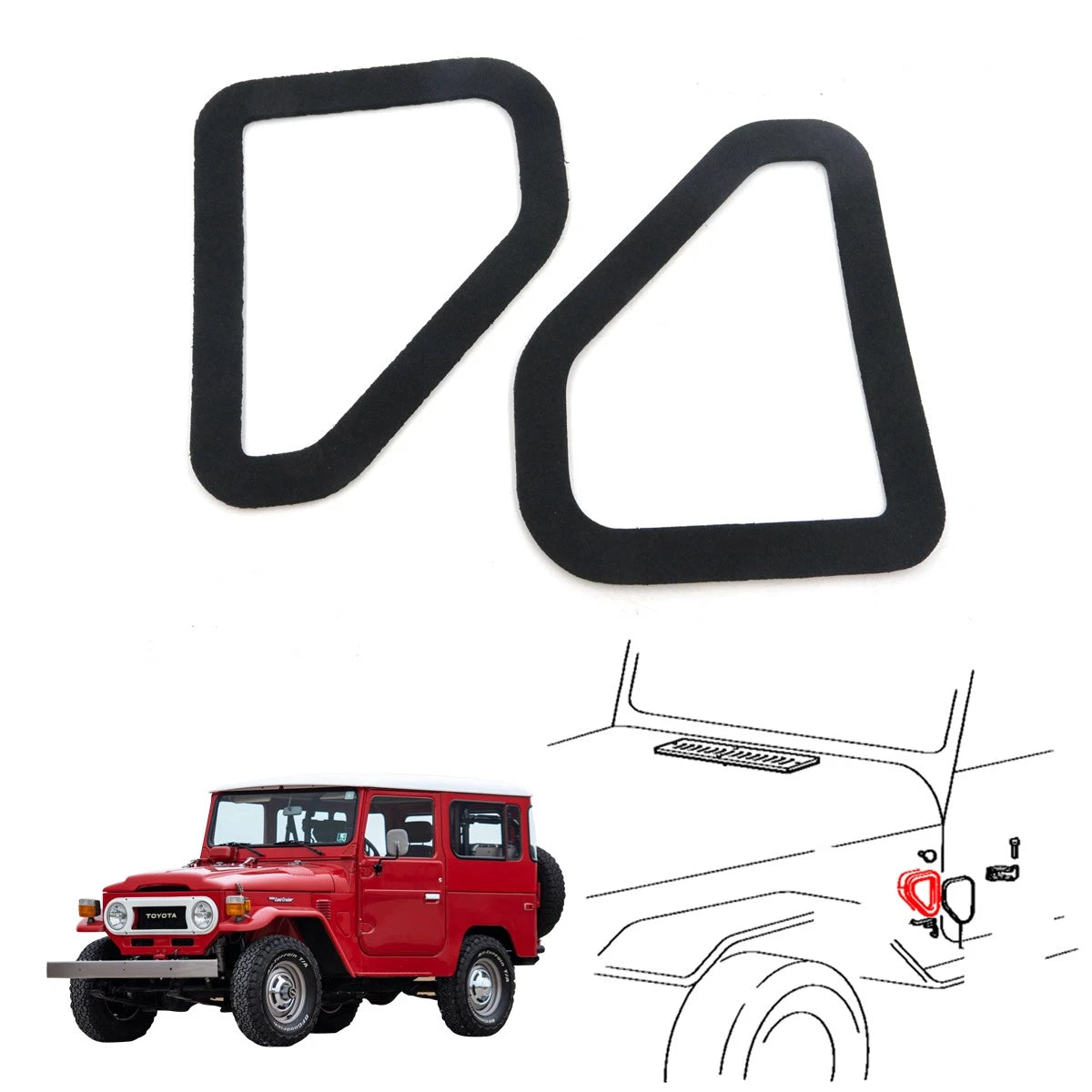 Cowl Side Ventilator Cover Pair for Toyota Land Cruiser Pickup (BJ40–HJ45)