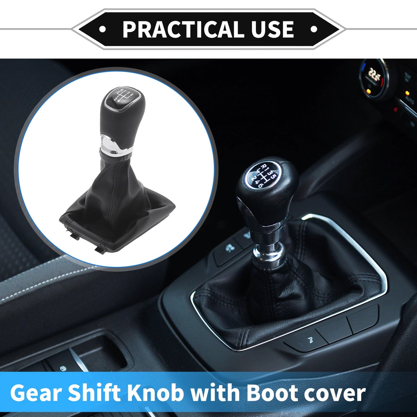 5 Speed Gear Shifter Knob with Cover for Skoda Octavia III (2012–2021)