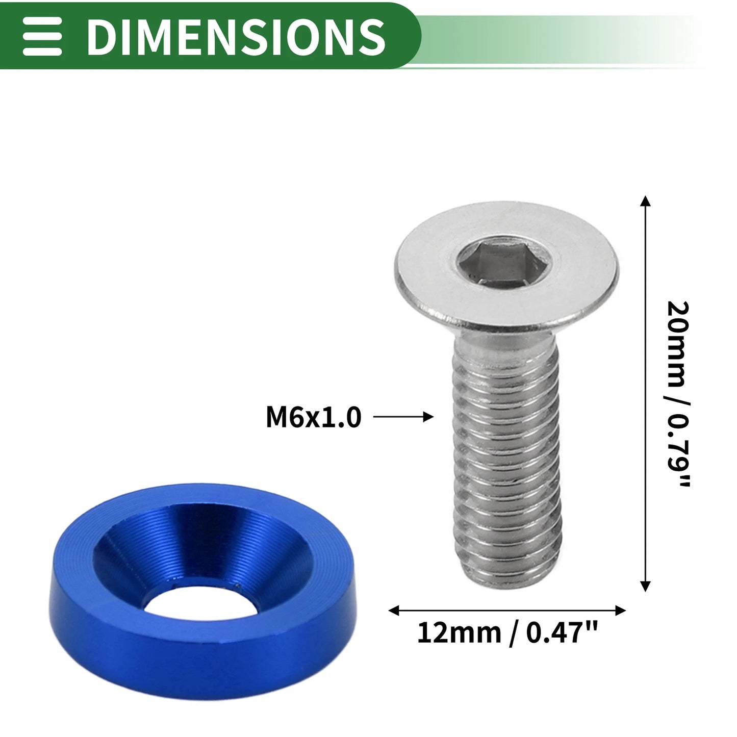 Set of 1 M6x1.0 Gasket Bolt for Universal Car Modification - Aluminium Alloy Blue