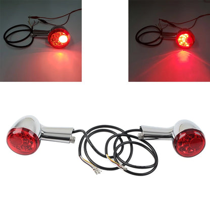 LED Rear Turn Signals for Harley XL883 XL1200 Sportster (1992–2022) Chrome Red