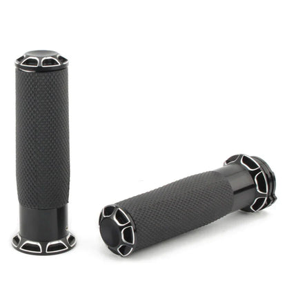 Black 1" Motorcycle Handle Bar Hand Grips for Harley Bobber Chopper Cruiser