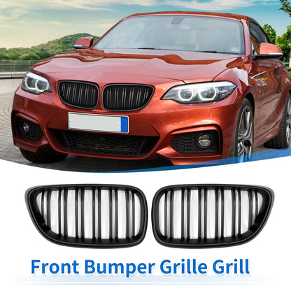 Pair Front Upper Bumper Grille for BMW 2 Series F22 (2014–2021) Matte Black
