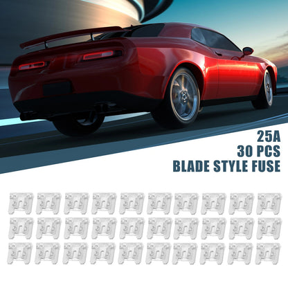 30pcs 25A Low Profile Mini Blade Fuses for Automotive