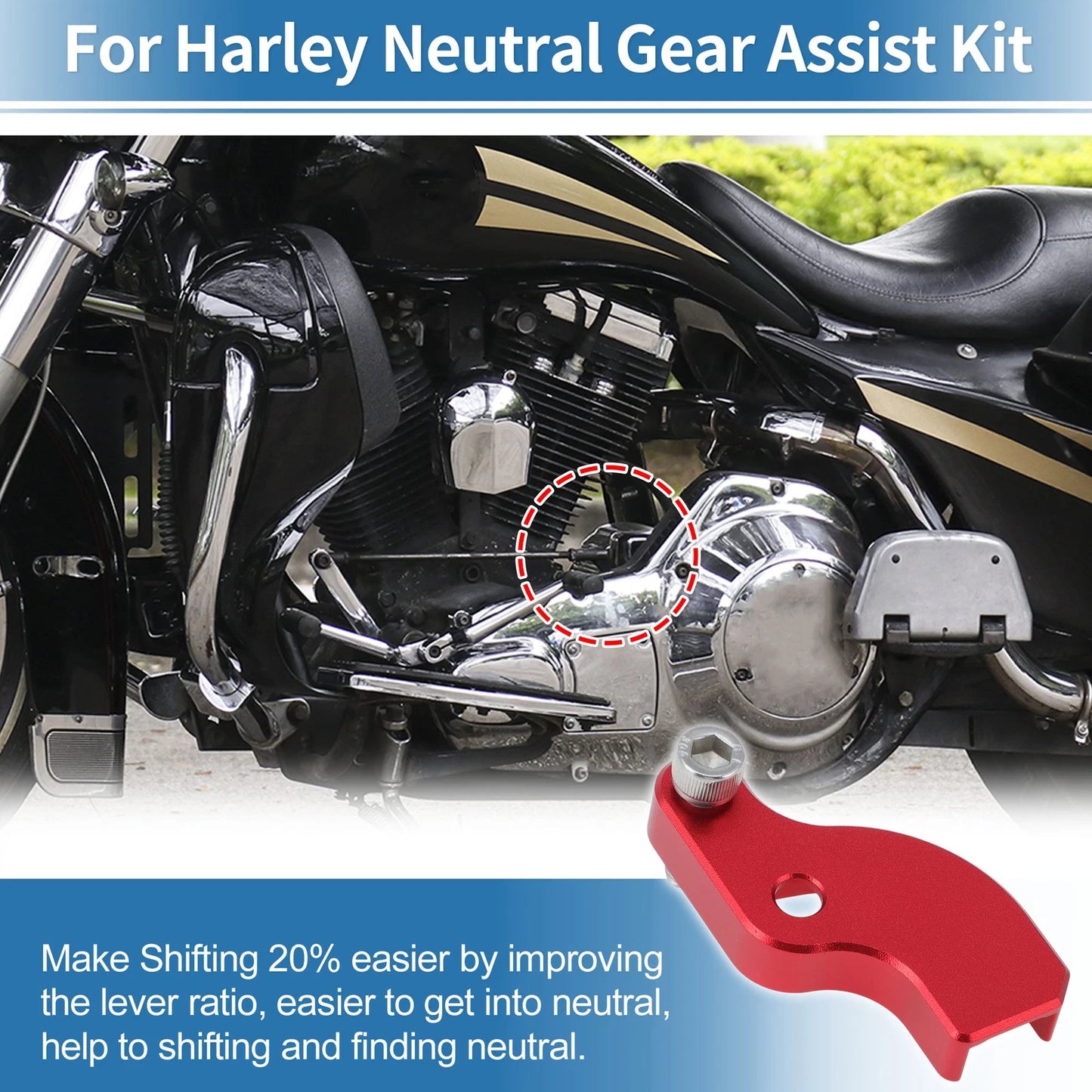 Neutral Gear Shift Assist for Harley Davidson Touring Softail (2018–2025) Red