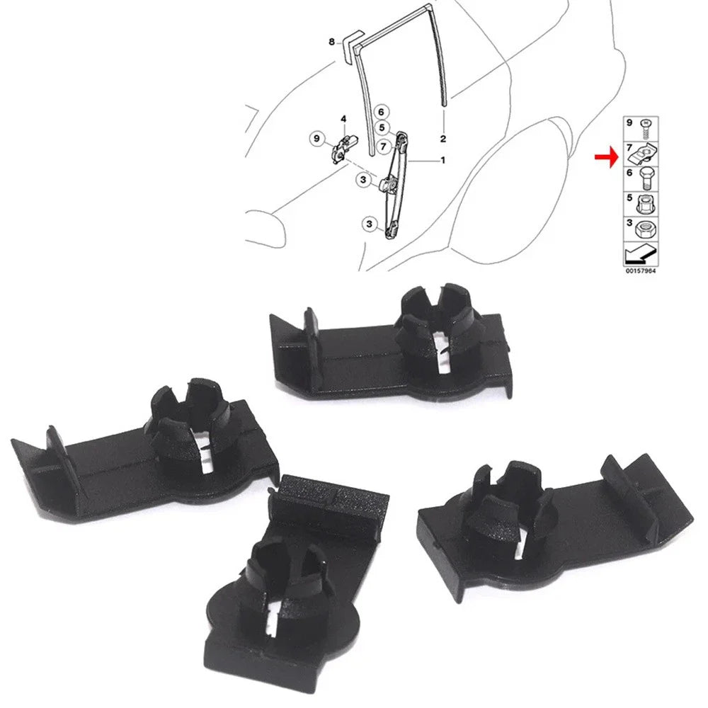 4 x Front Window Regulator Clips for BMW X5 (2000-2006)