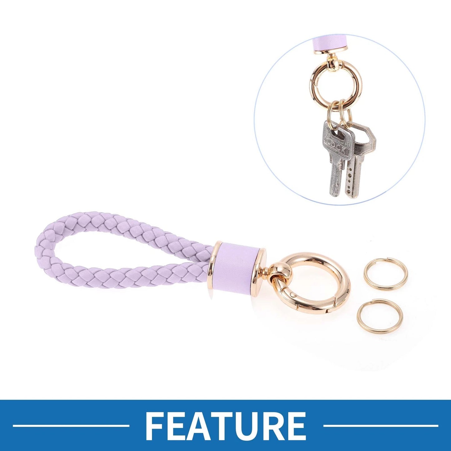 Car Keychain with Ring for Universal Use (Light Purple Gold Tone)
