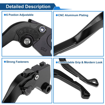 Short Brake Clutch Lever for Kawasaki Ninja 500 (2024–2025) 1 Pair, Solid Black