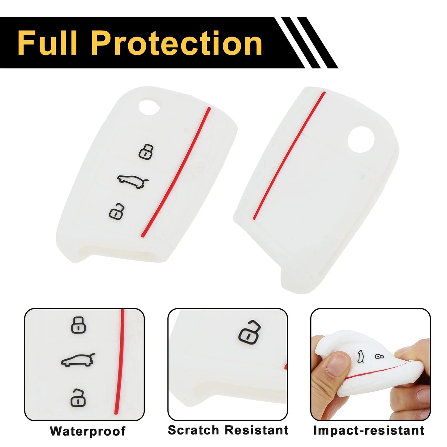 TPU Silicone Car Key Case for VW Golf 7 (2013–2020) - 3 Buttons