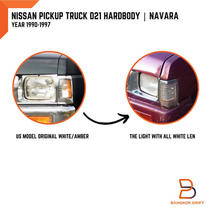 Chrome Side Turn Signal Corner Lamp Light for Nissan Navara D21 (1990-1997)