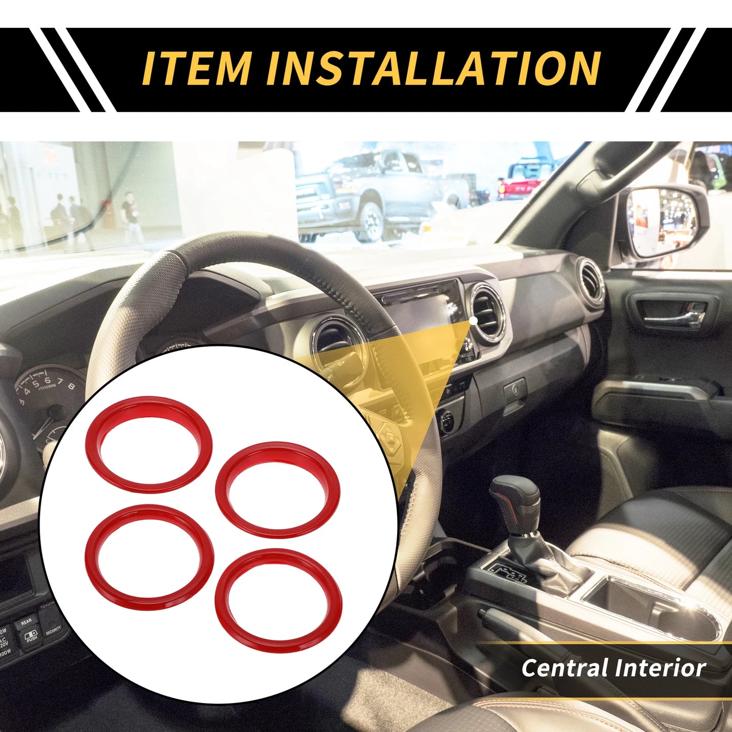 Set of 4 AC Vent Dashboard Decoration Rings for Jeep Wrangler JL JLU (2018–2020) Red
