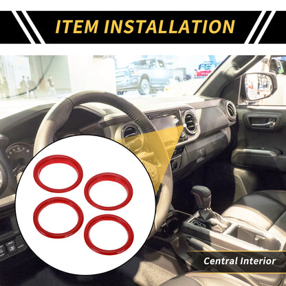 Set of 4 AC Vent Dashboard Decoration Rings for Jeep Wrangler JL JLU (2018–2020) Red