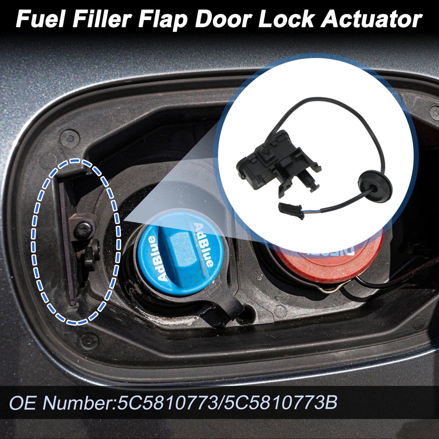 Fuel Filler Flap Door Latch Lock Actuator for VW Beetle Coupe (2003–2010)