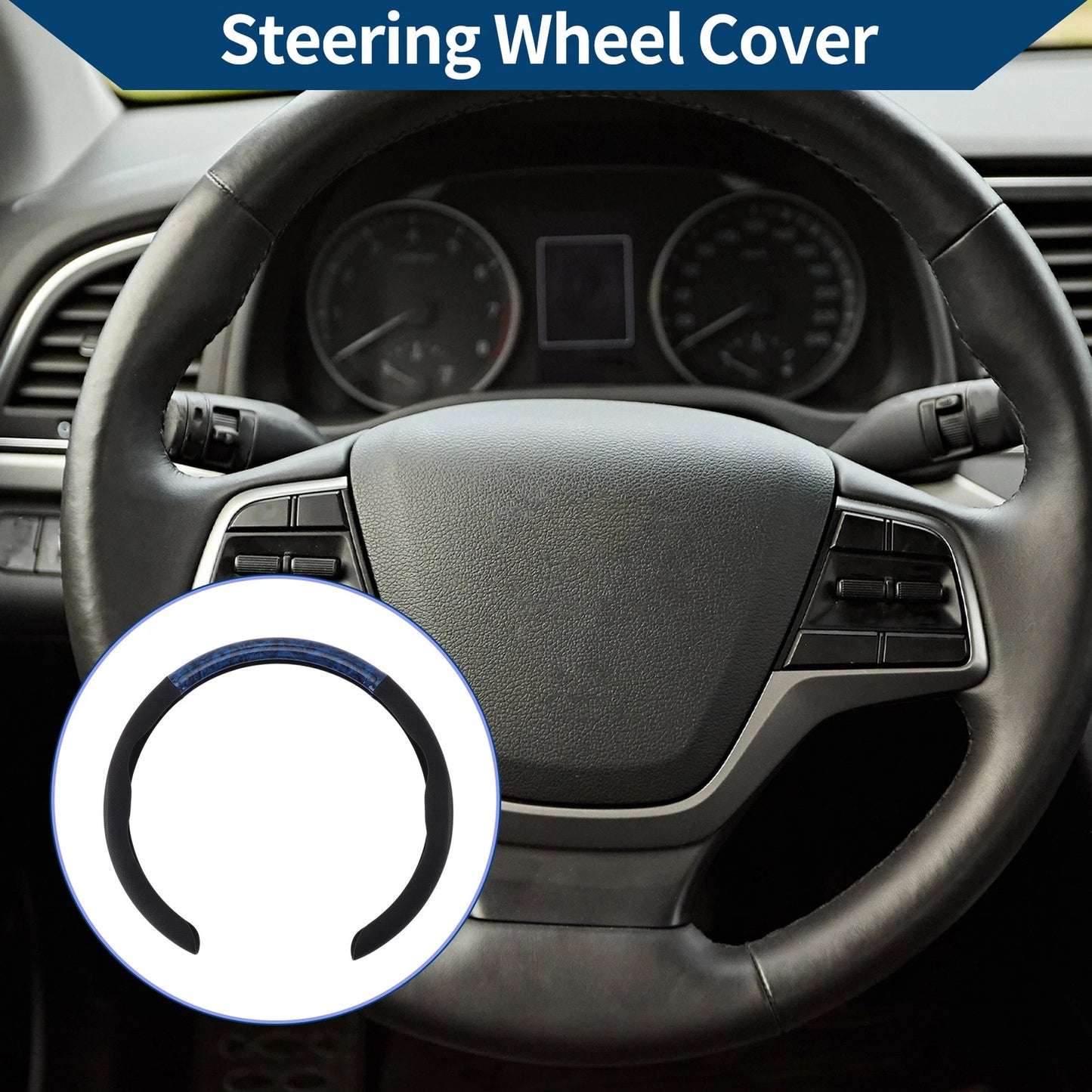 Steering Wheel Cover for Car 14.96" Light Blue Mahogany (Fits Various Models)