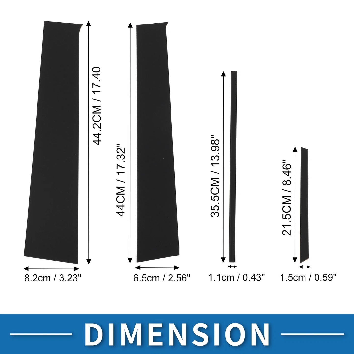 8 Pcs Door Pillar Window Trim for Toyota Yaris (2005–2014) Black