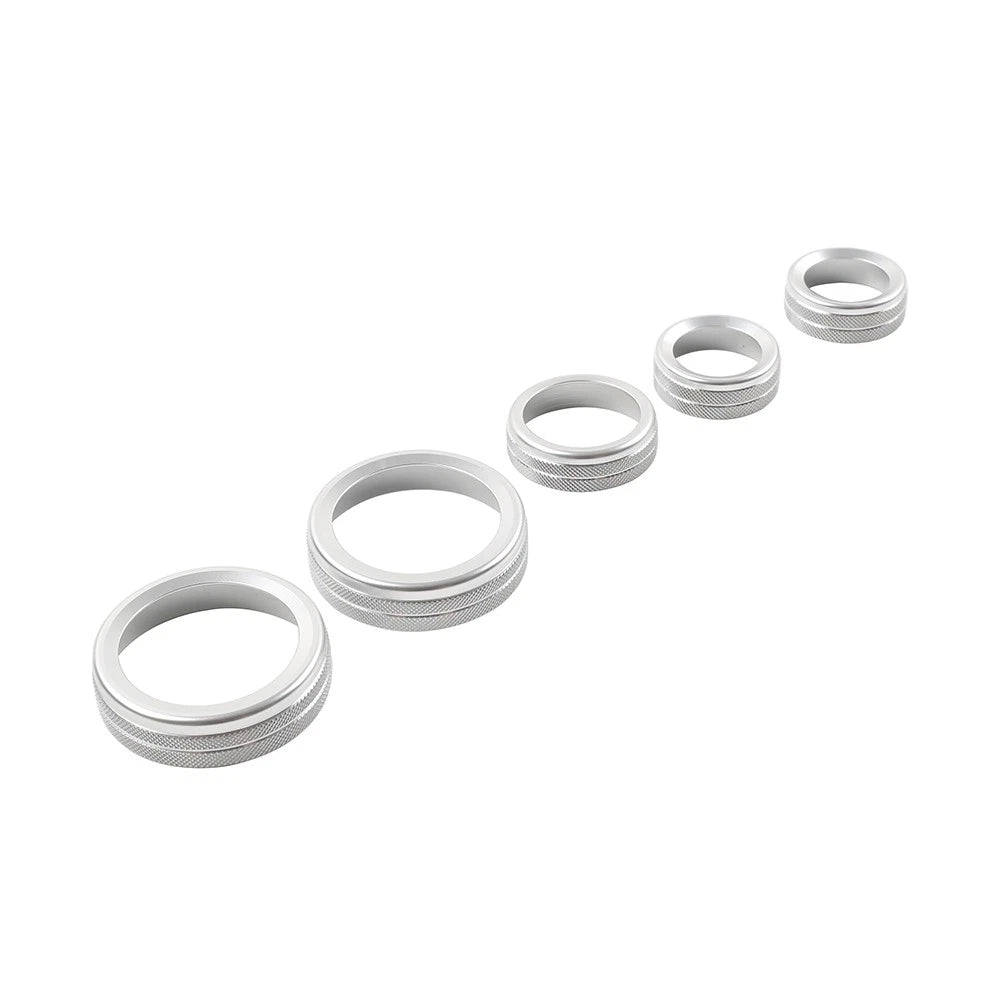 Set of 5 AC Headlight Radio Switch Knob Rings for Ford Maverick (2022–2023) Silver