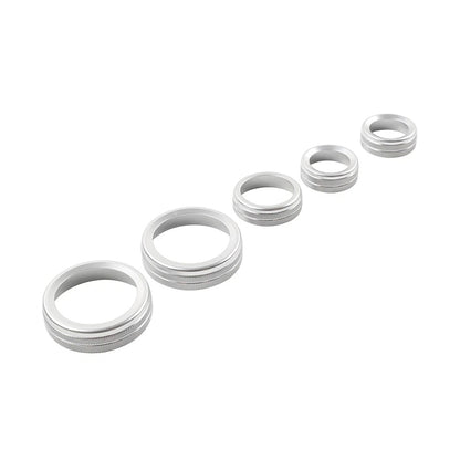 Set of 5 AC Headlight Radio Switch Knob Rings for Ford Maverick (2022–2023) Silver