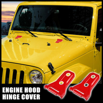 2pcs Engine Hood Hinge Trim Cover for Jeep Wrangler JL JLU (2018–2021) Red