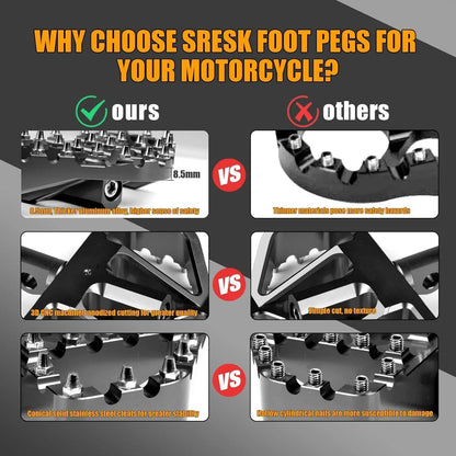 Wide Fat Foot Pegs MX Style for Harley Dyna, Touring, Sportster, Softail