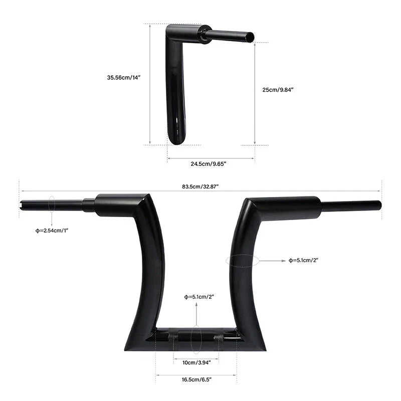 Rise 14" 16" 18" 20" Hanger Handlebar for Harley Sportster Black