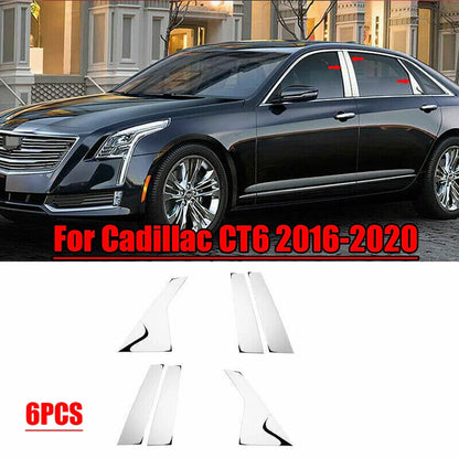 Chrome Steel Window Pillar Post Decor Cover Trim for Cadillac CT6 (2016–2020)