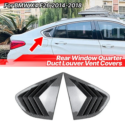 Carbon Style Quarter Window Louvers Shutter Cover Trim for BMW X4 (2014–2018)