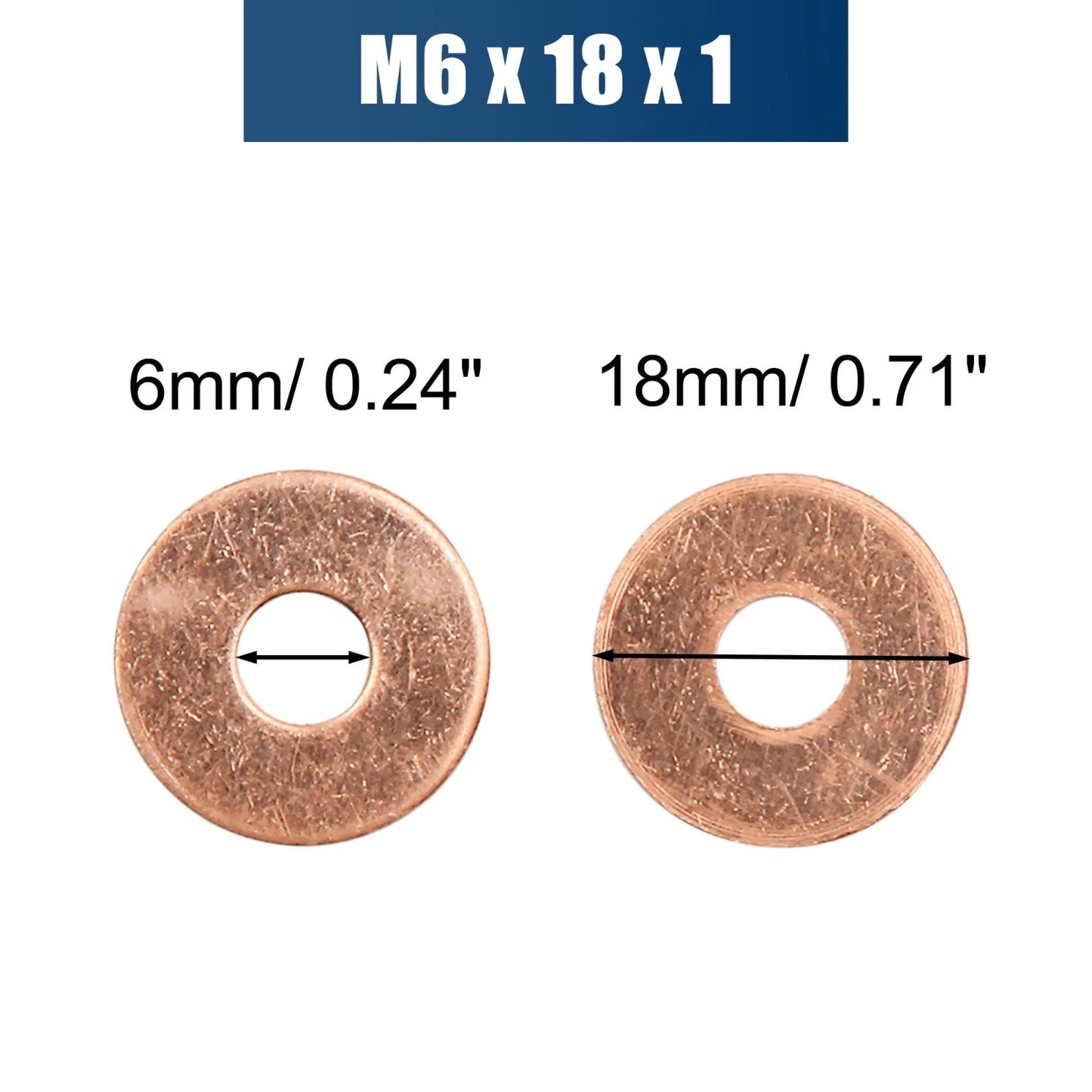40pcs M6 Copper Flat Washer Sealing Gasket Ring for Automotive Applications