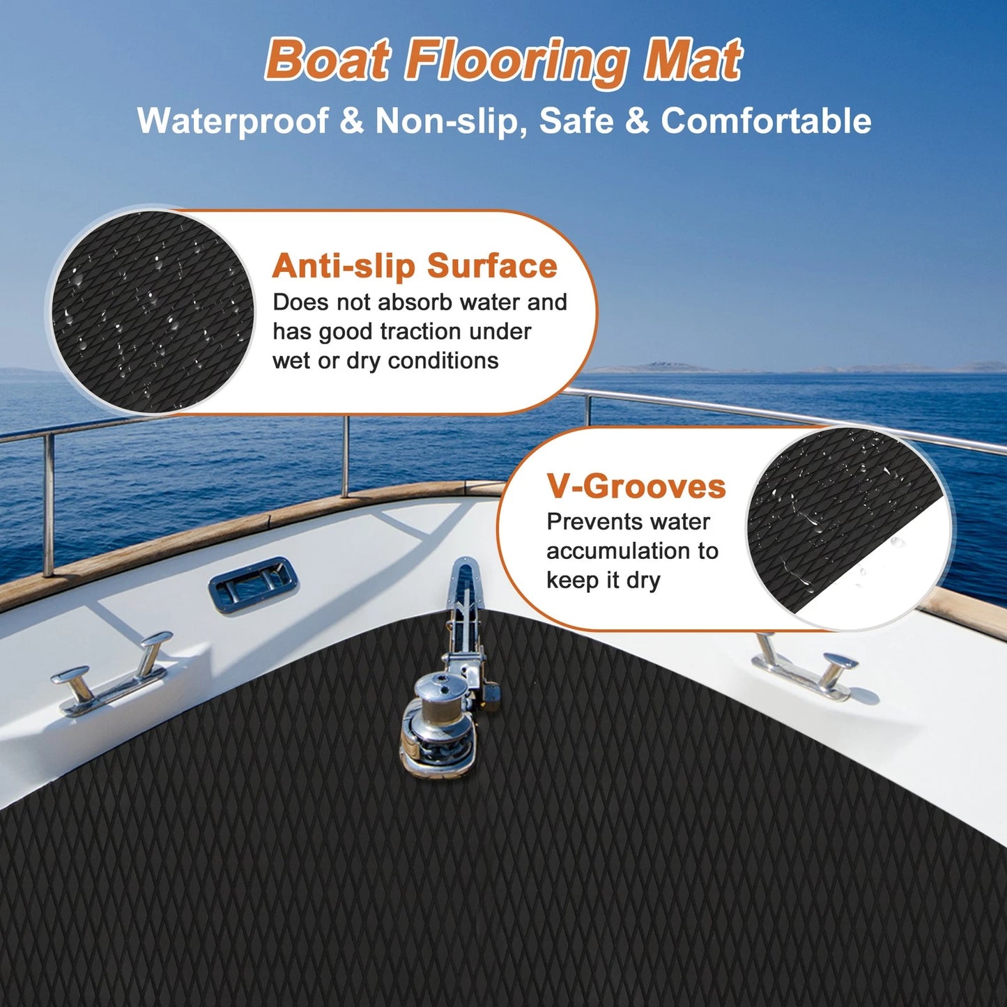 Self-Adhesive Boat Flooring Strip 96" L x 23" W - Black