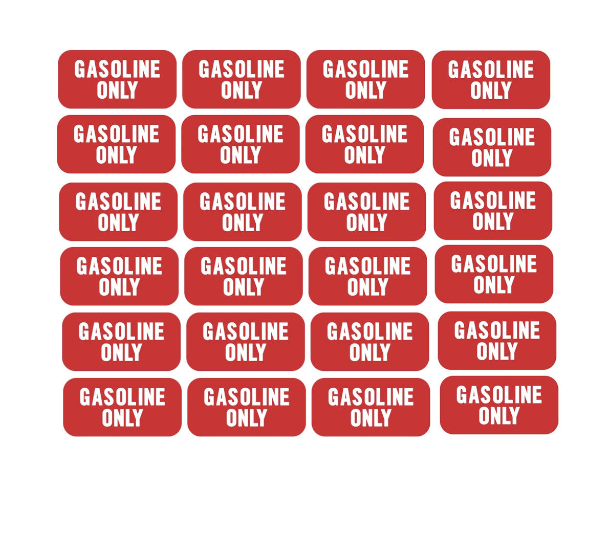 Gasoline Only Fuel Caution Warning Decal for Universal Vehicles (1"x 2")