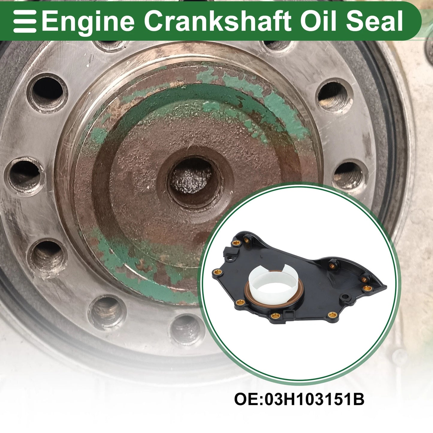 1 Pc Front Crankshaft Oil Seal with Flange for Volkswagen Atlas (2018–2023) No. 03H103151B