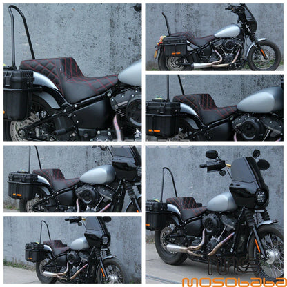Gel Seat Red Stitch for Harley Softail FLDE FLHC FLSL FXBB FXST (2018-2023)