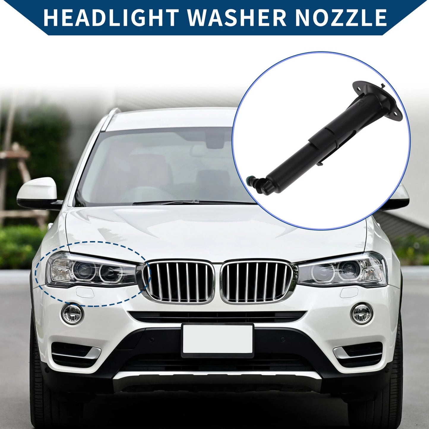 Front Passenger Side Headlight Washer Nozzle for Porsche Cayenne (2011–2018) No. 95862816210