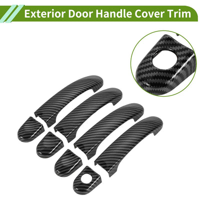 Exterior Door Handle Cover Trim for Volkswagen Transporter (Carbon Fiber, Black)