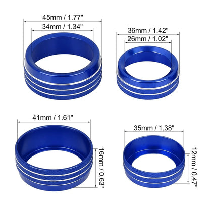 3 x Blue AC Climate Control Ring Knob Trim Covers for Dodge Challenger, Ram