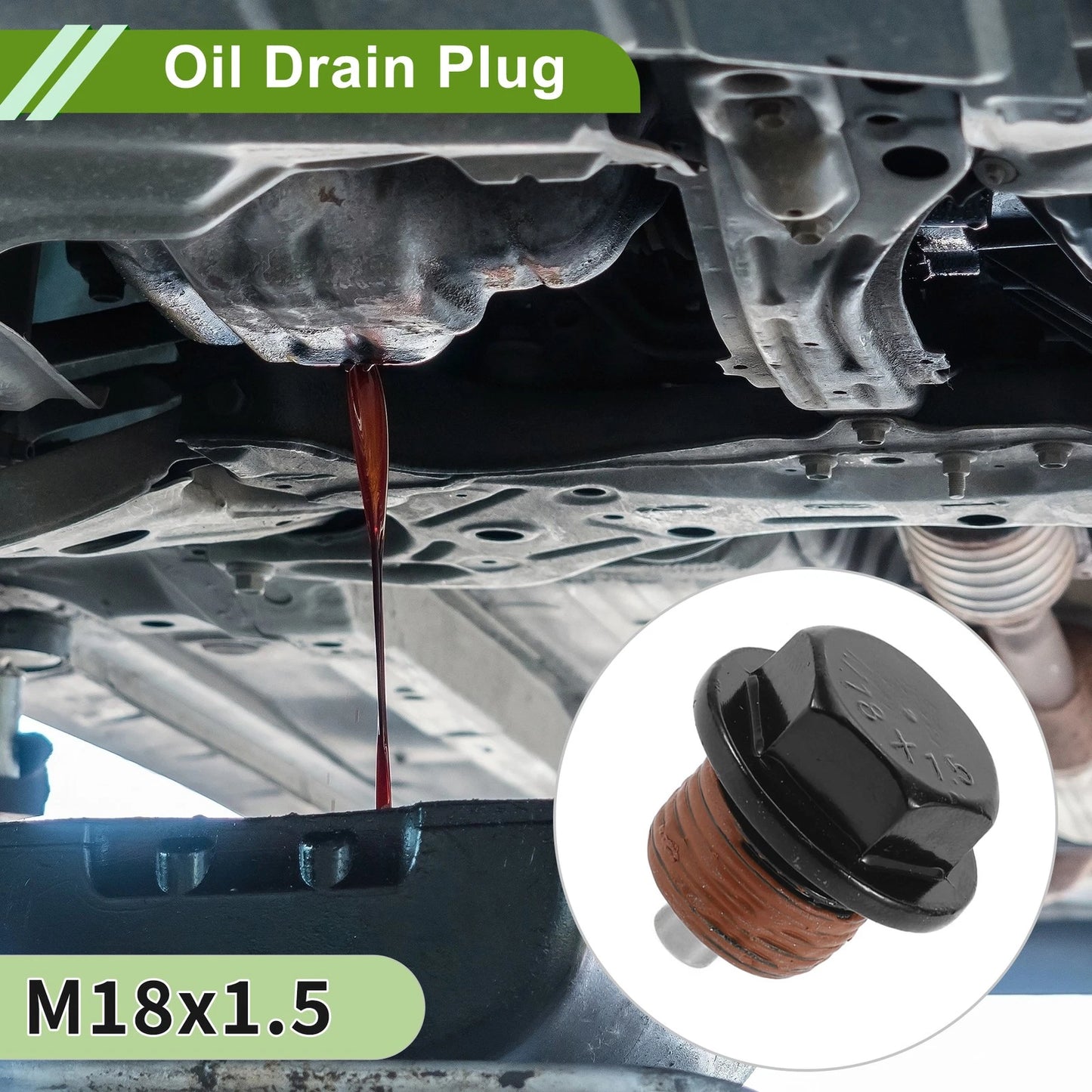 Set of 2 M18x1.5 Copper Oil Drain Plug with Gasket for Car Motorcycle