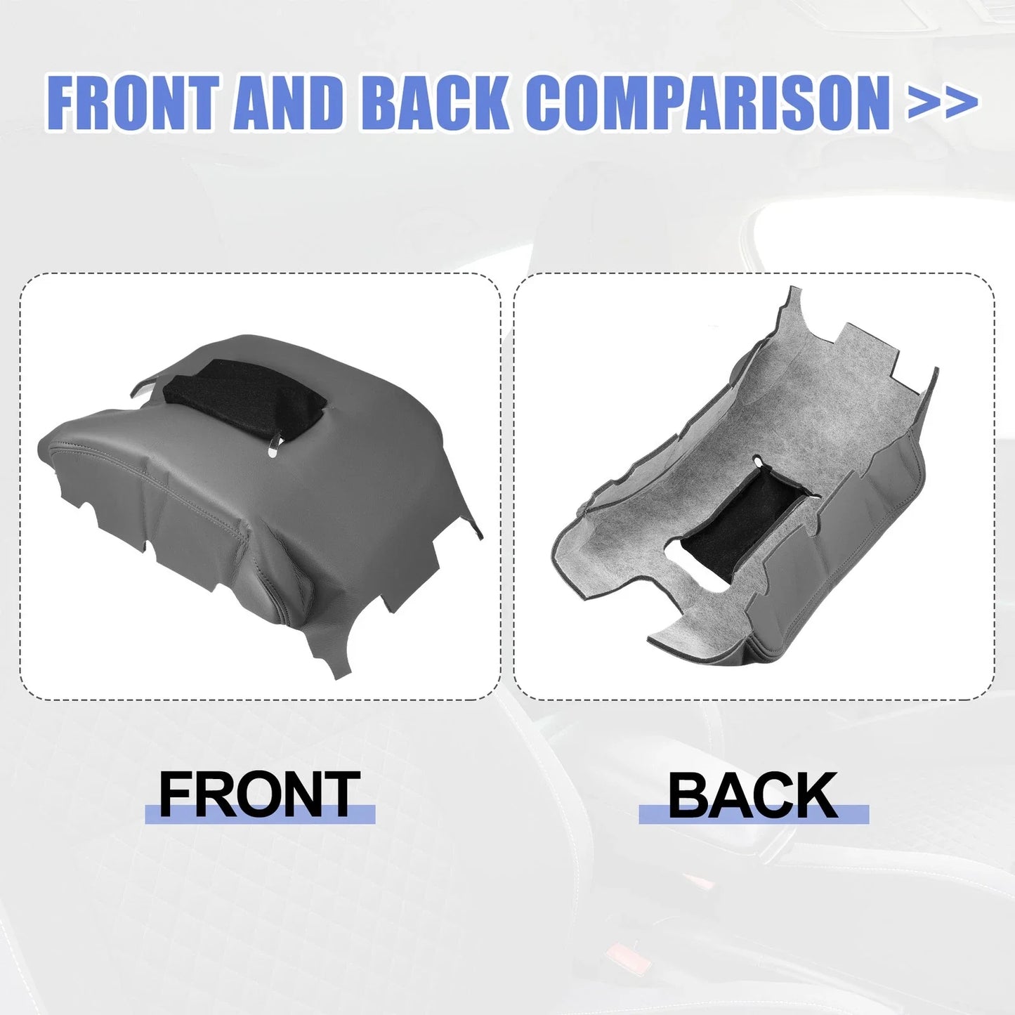 Center Console Armrest Box Cover for Chevy Silverado 2014-2018 Black Gray