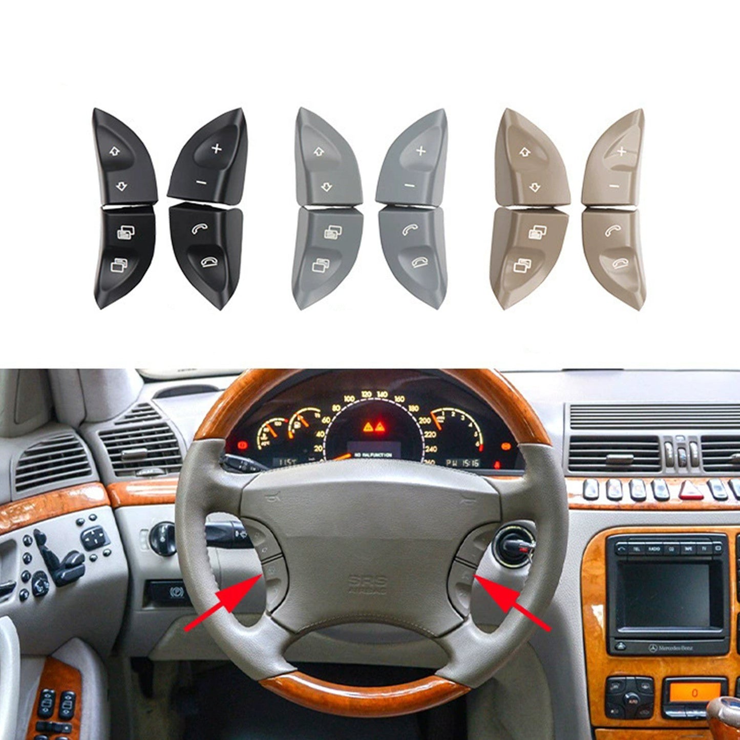 Steering Wheel Control Button Cover for Mercedes-Benz S-Class (1998–2005)