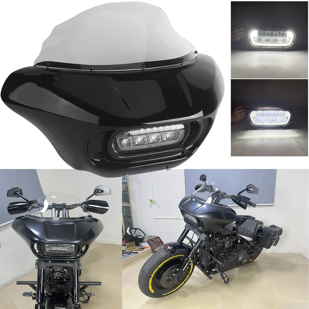Headlight Fairing Windshield + LED Headlamp for Harley Softail FXFBS (2018-2023)