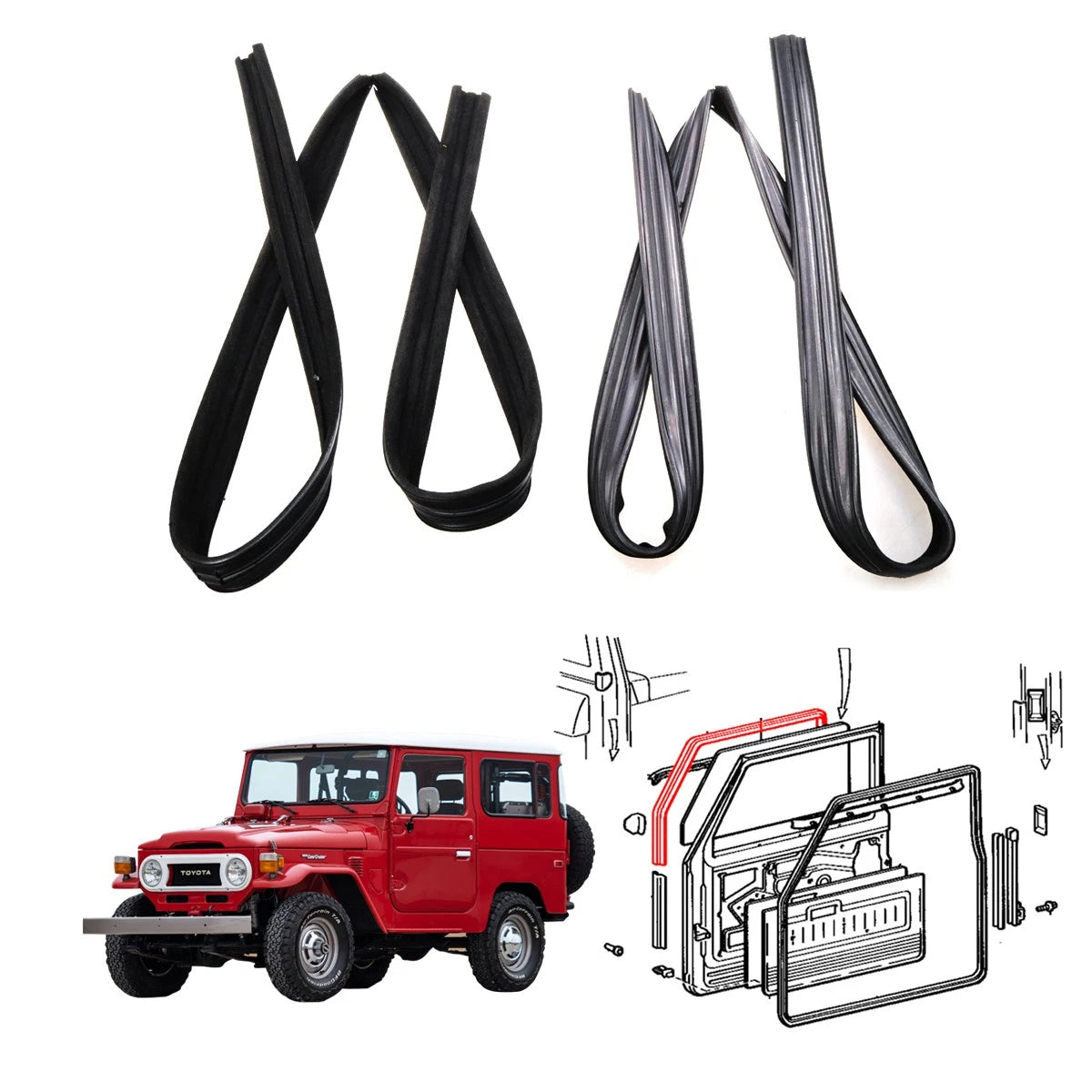 Front Door Glass Run for Toyota Land Cruiser BJ40 BJ45 BJ46 FJ40 HJ45 (1975–1984)