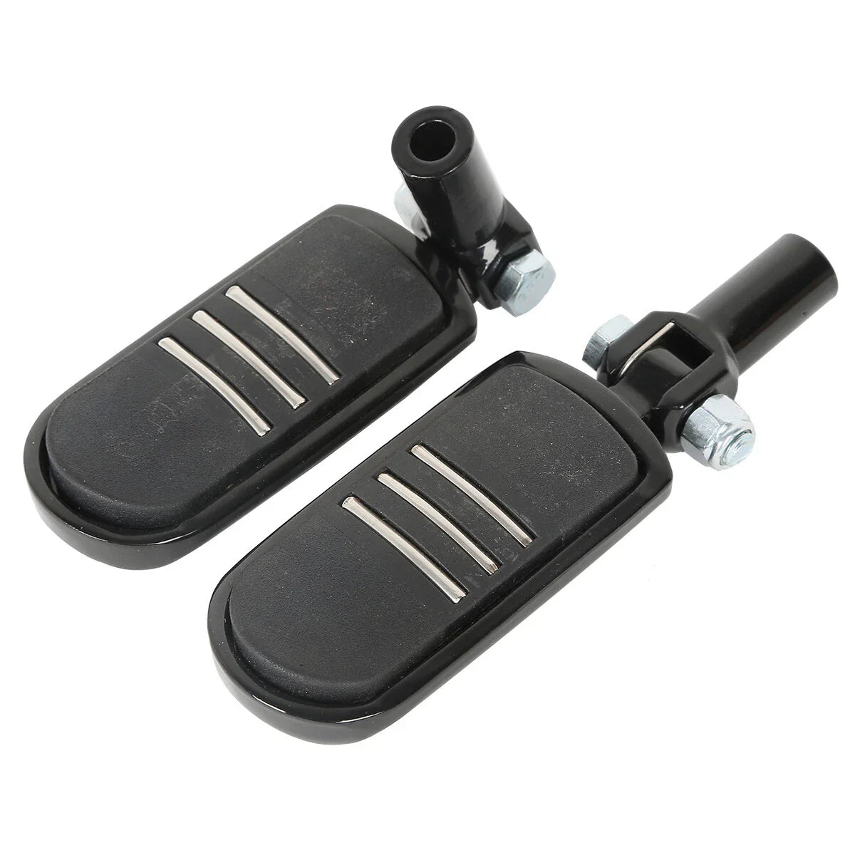 Black Passenger Footpegs Mounts for Harley Heritage Softail Fatboy (2000-2006)