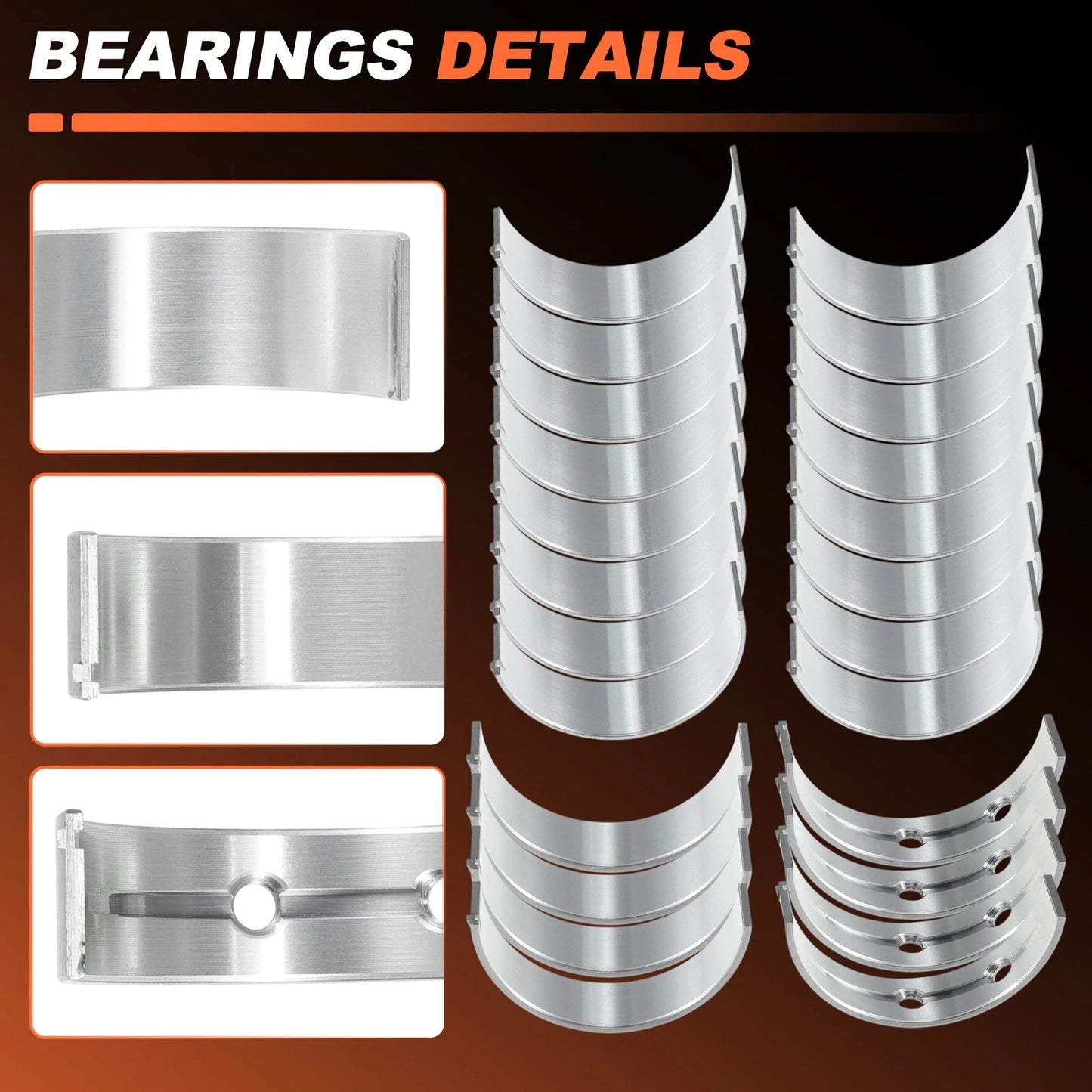 Main and Rod Bearing Set with Piston Rings for GMC Chevy LS Gen III IV (1997–2013)