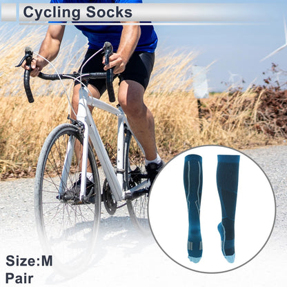 Cycling Socks Shock Absorption Anti-Slip Size M High-cut Blue Gray