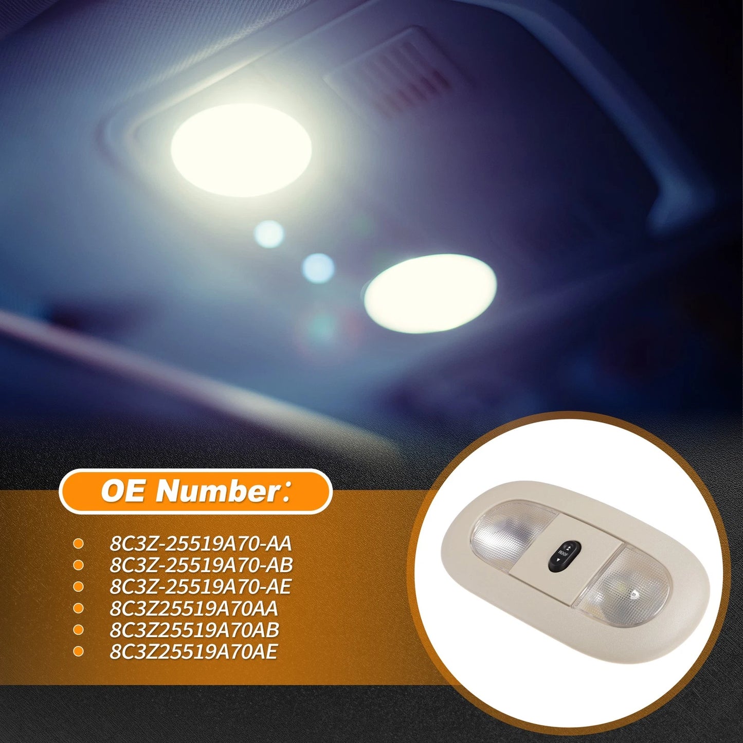 Dome Light Overhead Console for Ford F250 F350 F450 F550 Super Duty (2008–2010)