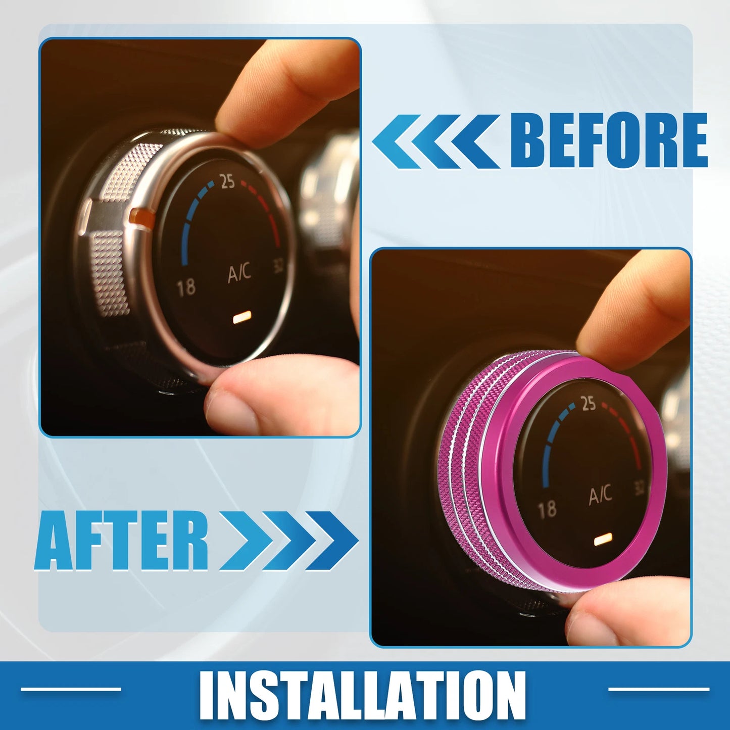 Set of 3 AC Radio Switch Knob Cover Decals for Dodge Durango (2014–2020) Pink