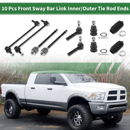 10 x Front Suspension Kit Tie Rod Ends & Sway Bar Links for Dodge Caravan (01-07)